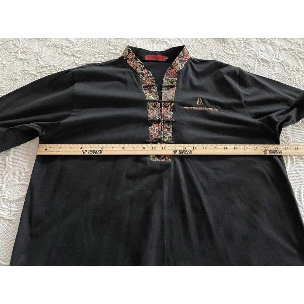 Amazing Grace Asian Shirt Mandarin Collar Braid-Button Dragon Logo Ladies XL